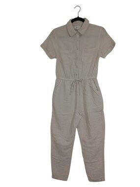 Womens Button-Front Jumpsuit Drawstring Waist & Pockets M Lightweight  By Jopna